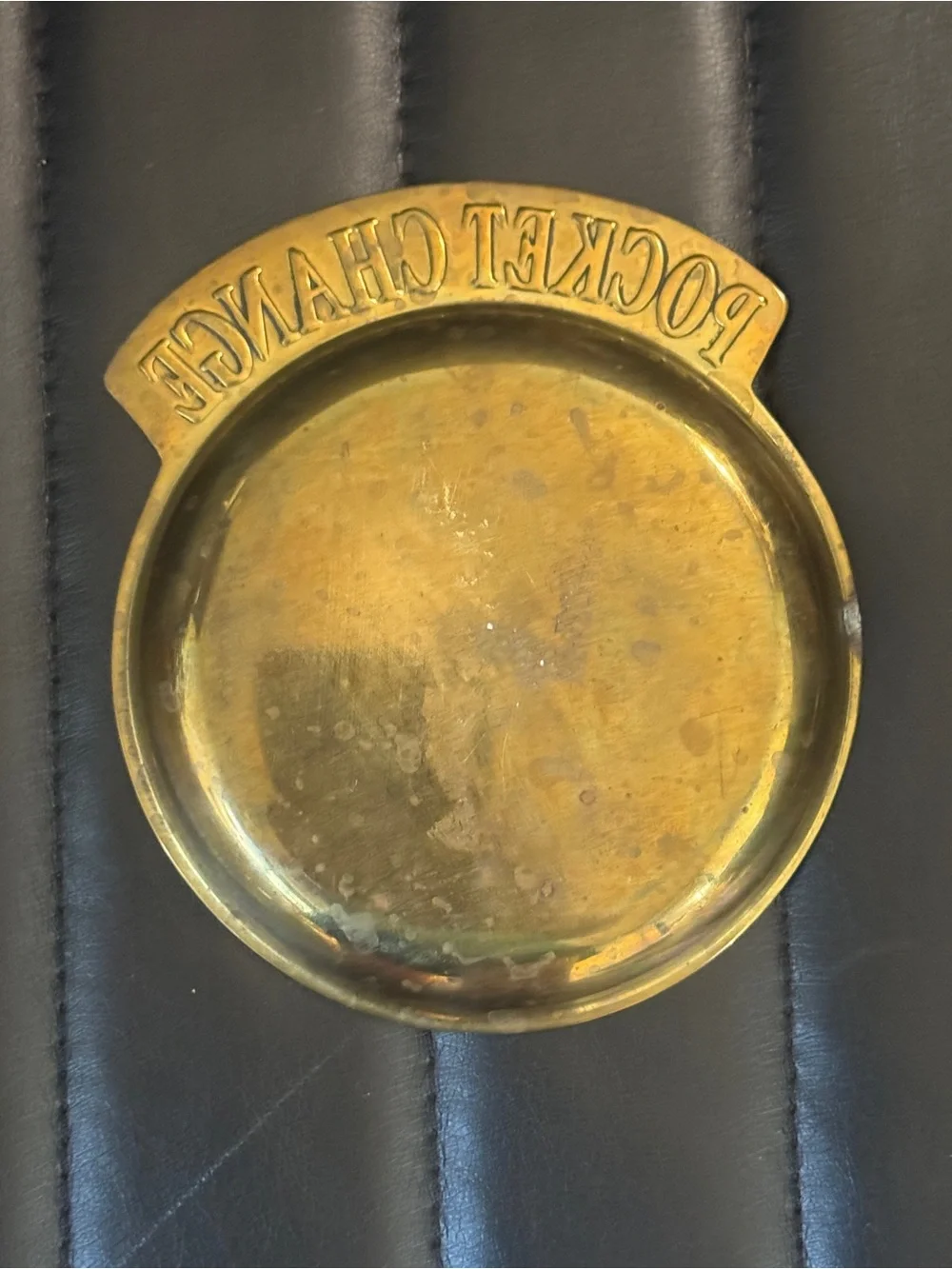 Vintage Brass POCKET CHANGE Trinket Dish ~ 5”x6”